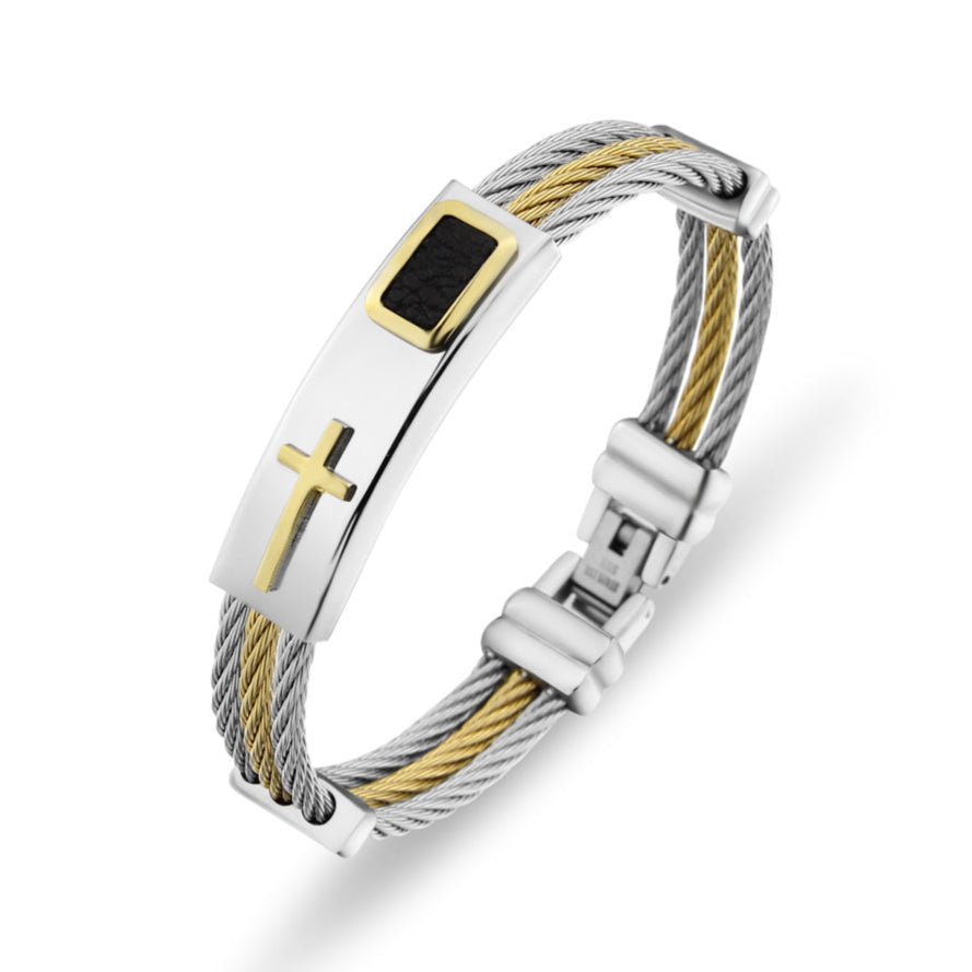 Pulseira Cruz em Aço Inoxidável