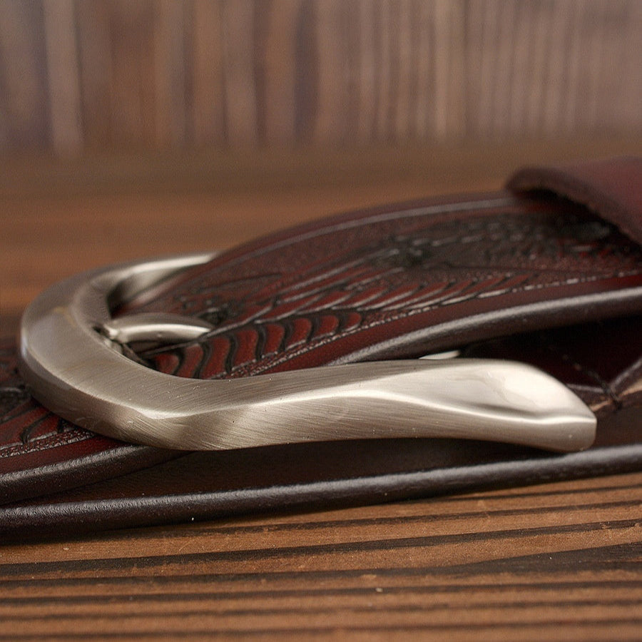 Cinto Esculpido em Pele Genuína para Homem