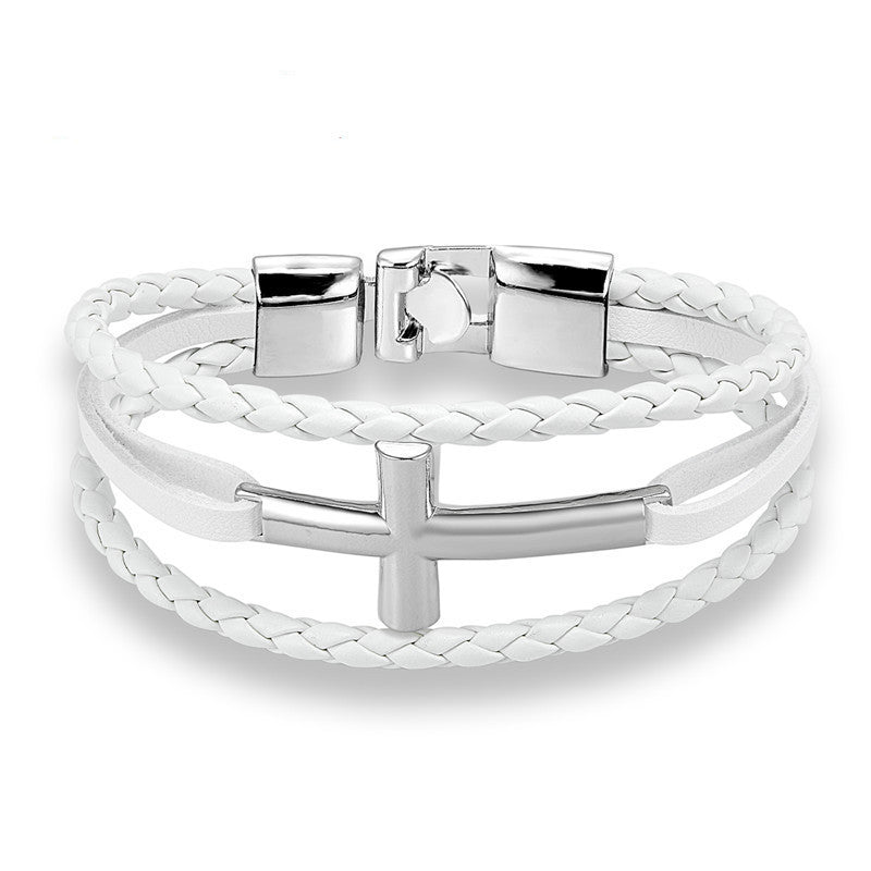 Pulseira Cruz de Couro