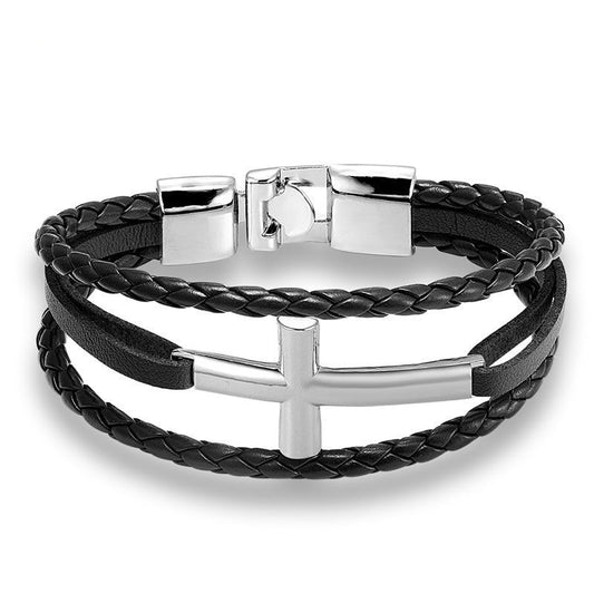 Pulseira Cruz de Couro