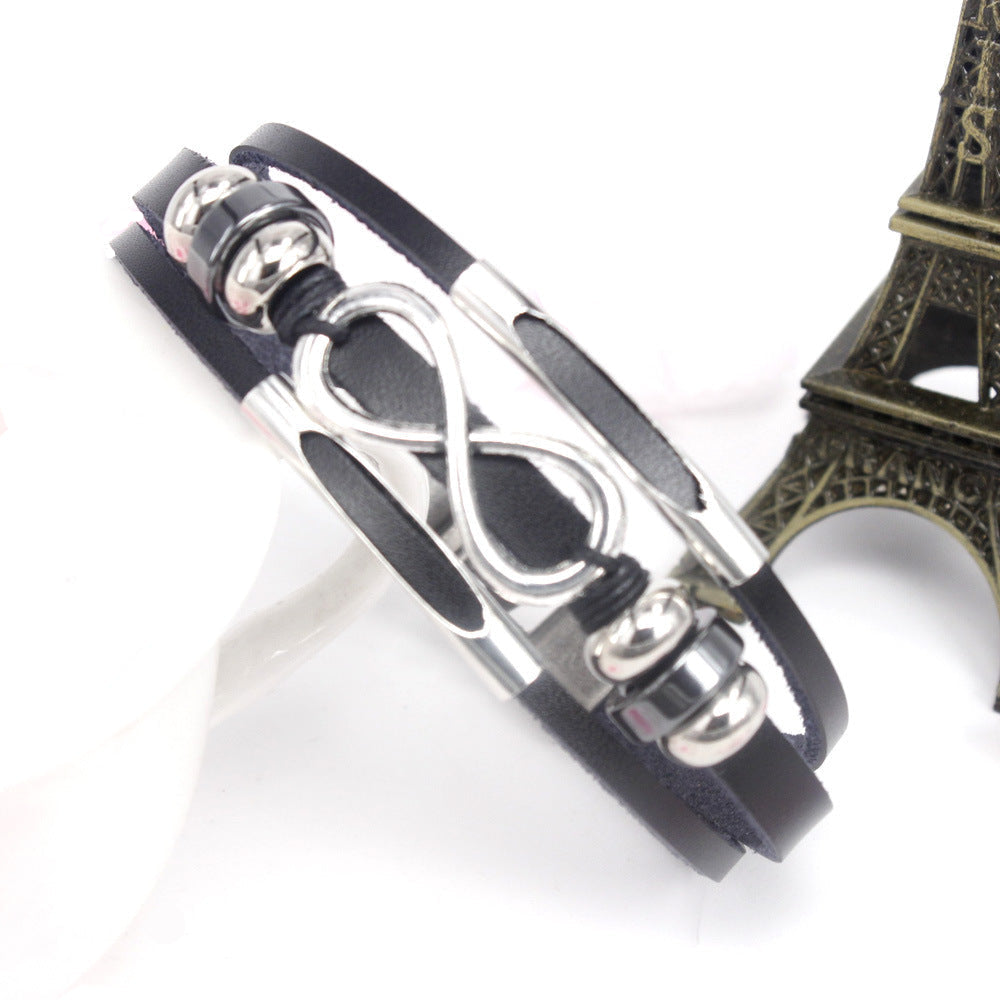 Pulseira Infinito de Couro