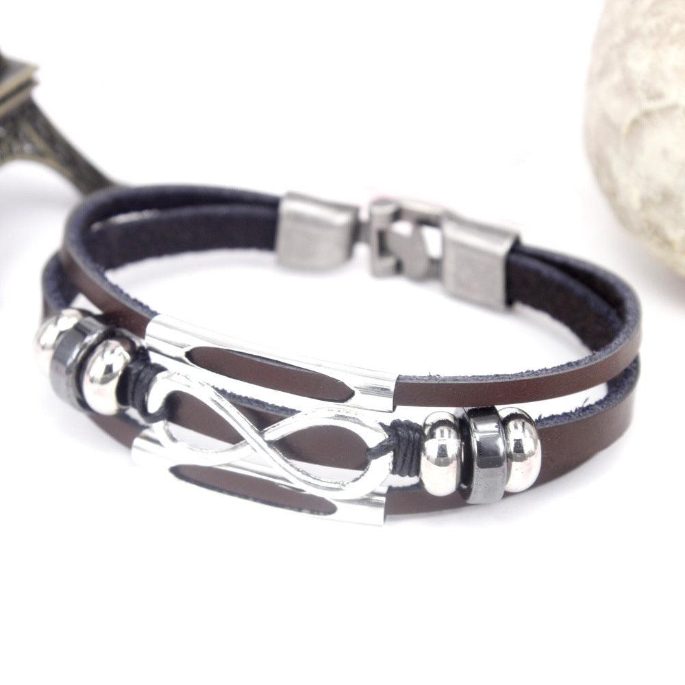 Pulseira Infinito de Couro