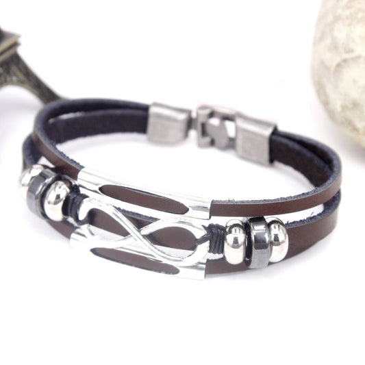 Pulseira Infinito de Couro