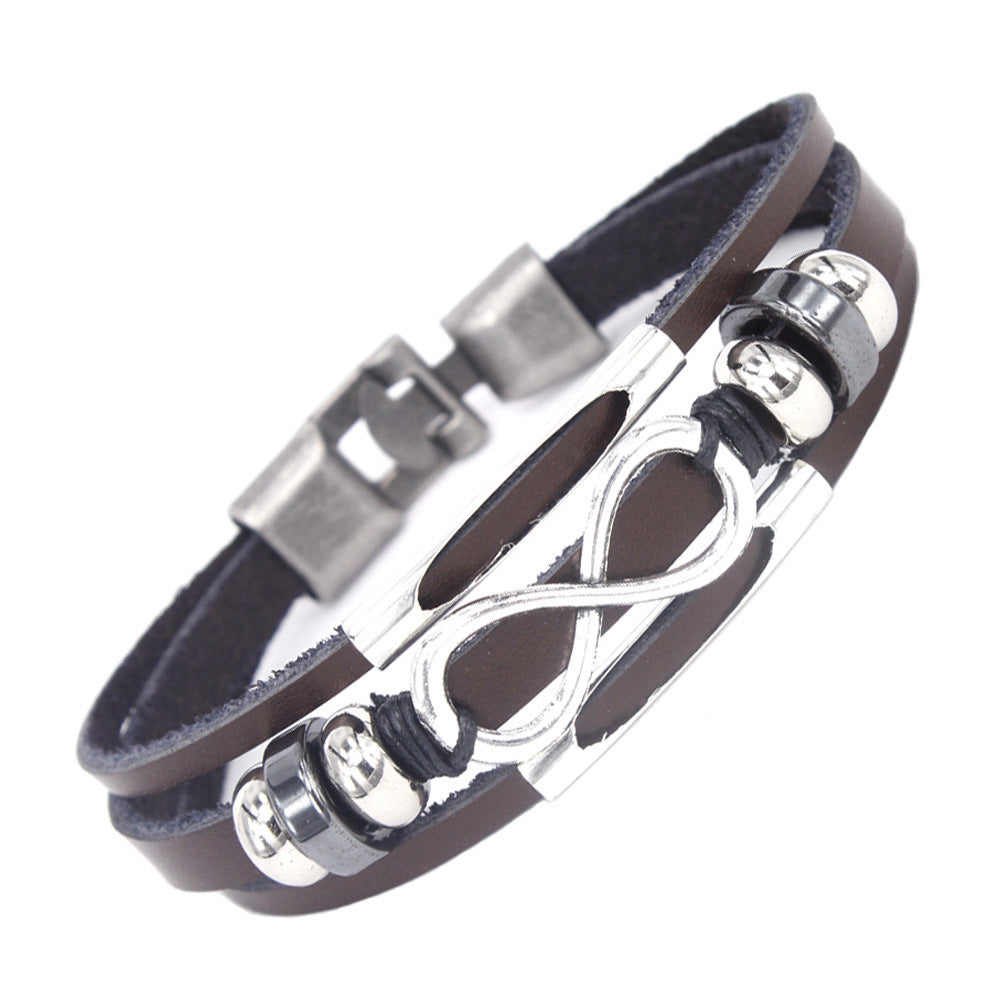 Pulseira Infinito de Couro
