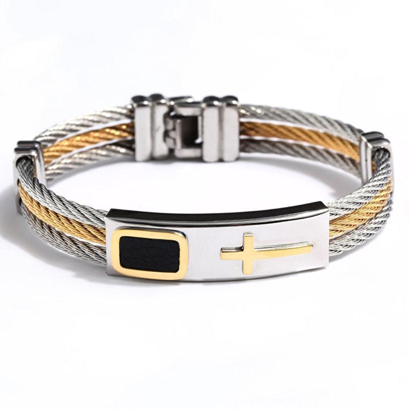 Pulseira Cruz em Aço Inoxidável