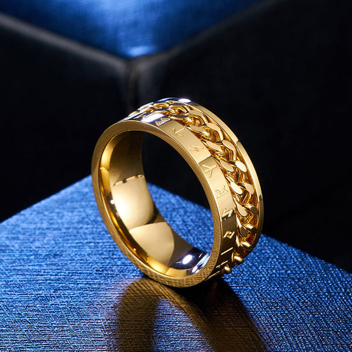 Anel de Corrente Nórdico em Aço Titânio