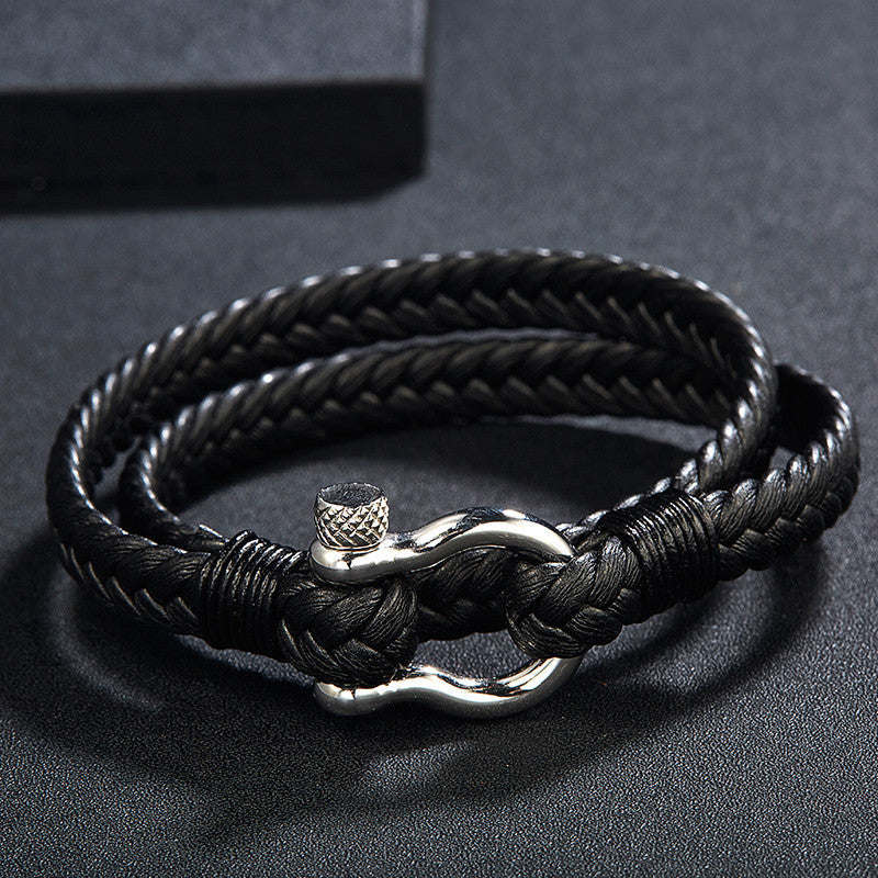 Pulseira de Couro Trançado