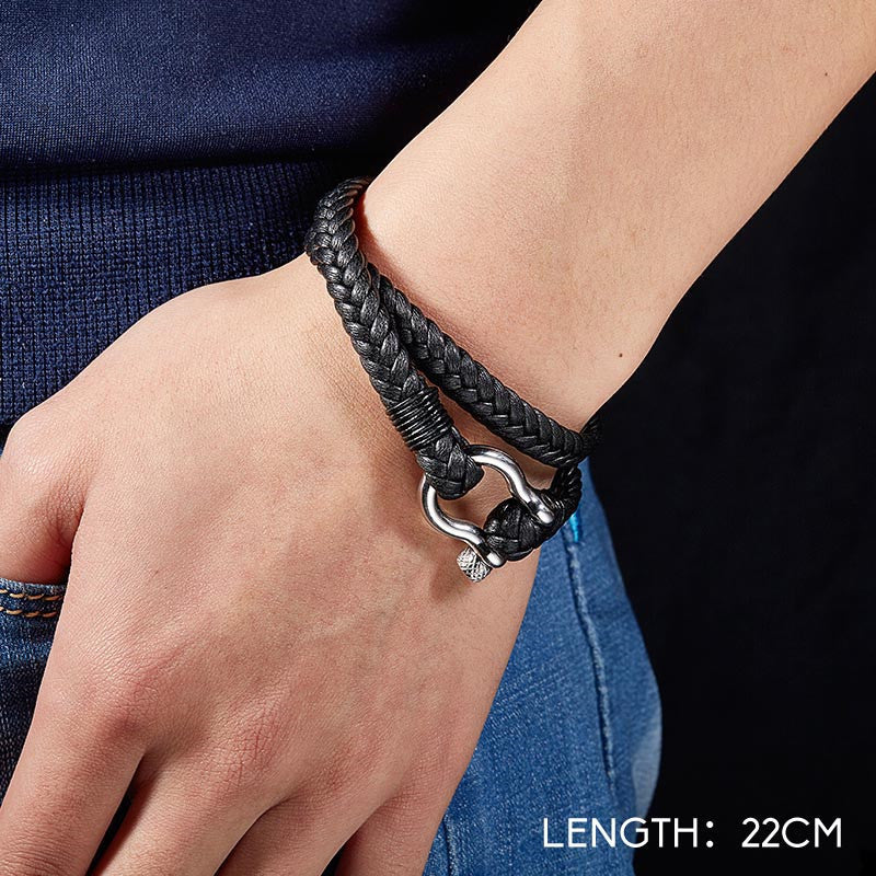 Pulseira de Couro Trançado