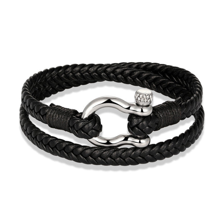 Pulseira de Couro Trançado