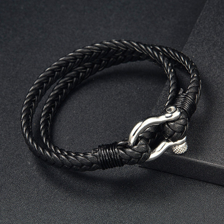 Pulseira de Couro Trançado