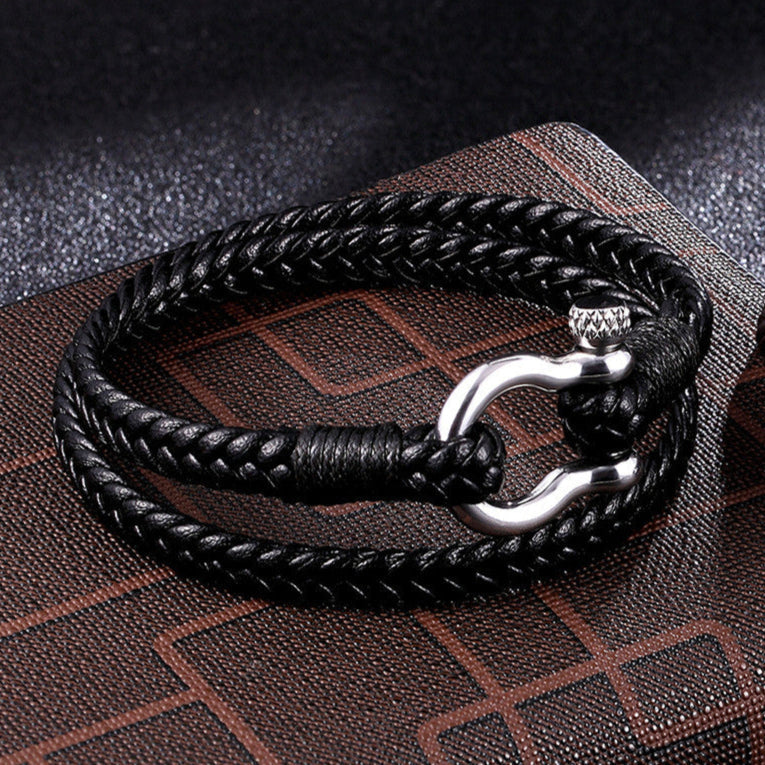 Pulseira de Couro Trançado