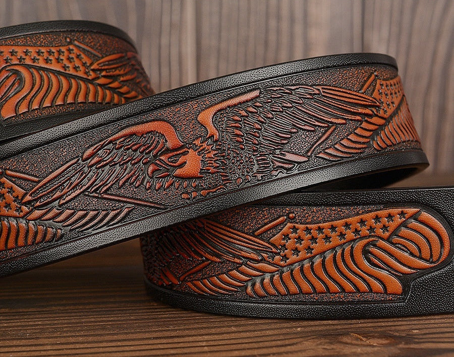 Cinto Esculpido em Pele Genuína para Homem