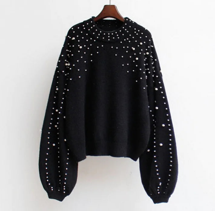 Pearl Decor Knit Sweater