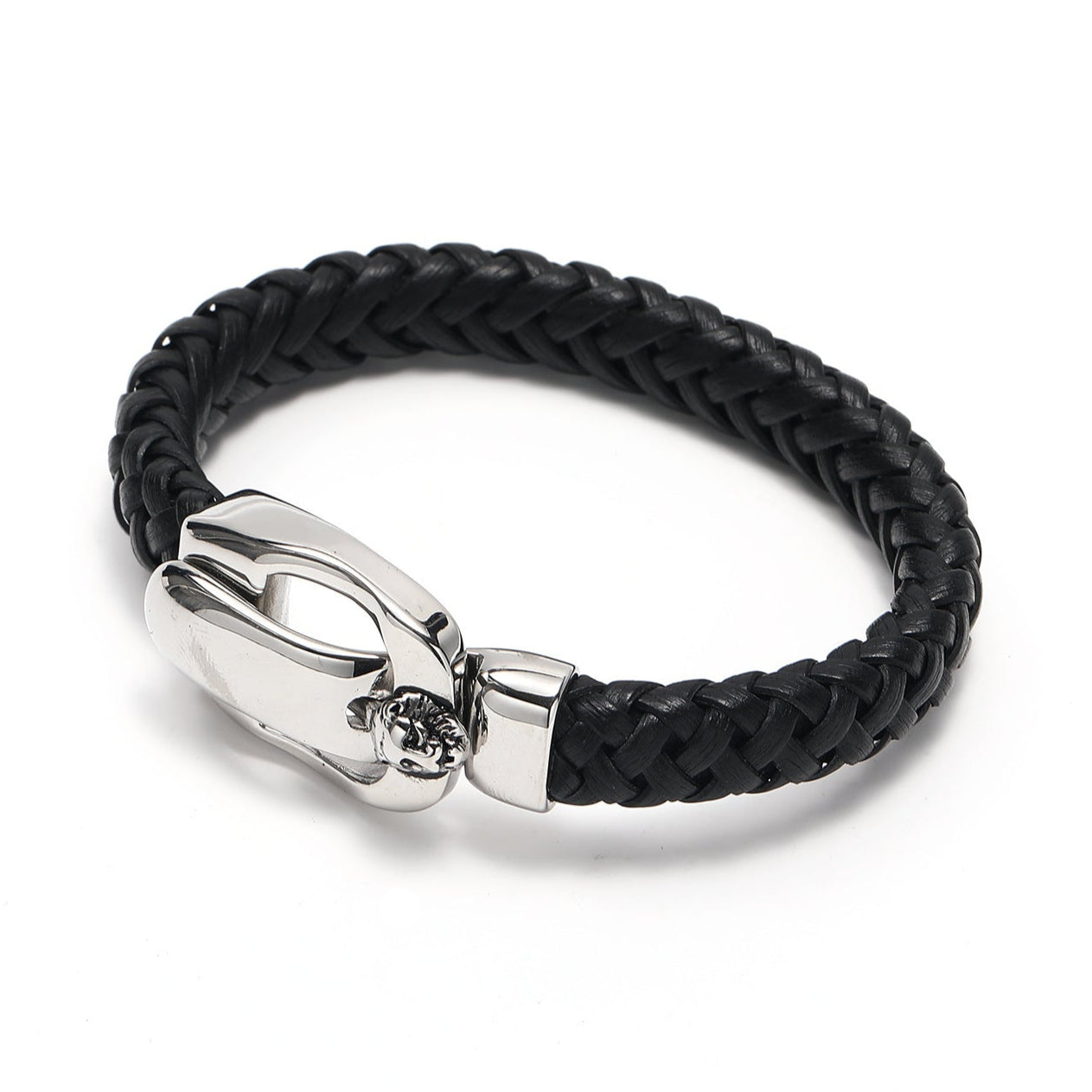 Pulseira Vintage de Couro e Aço Inoxidável