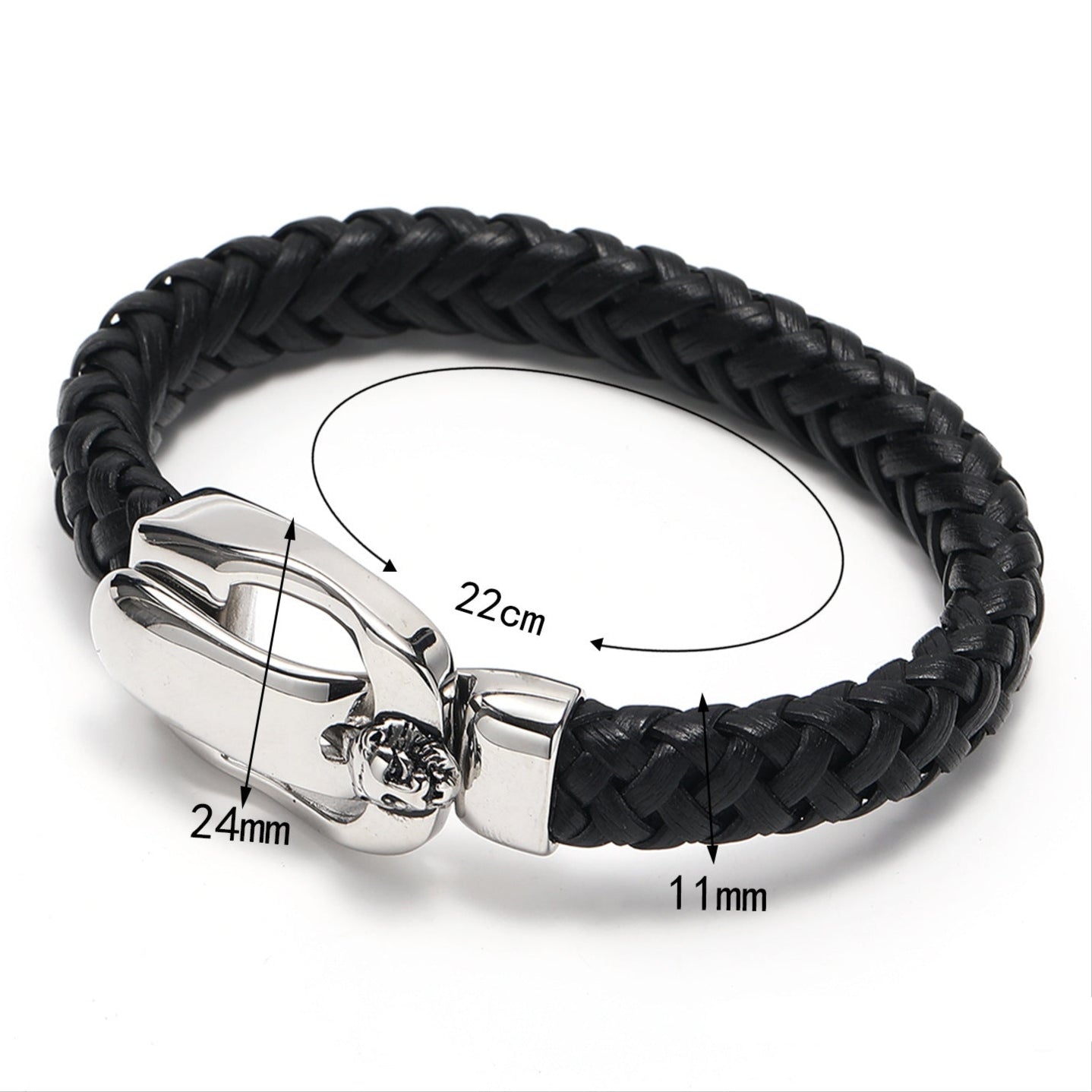 Pulseira Vintage de Couro e Aço Inoxidável