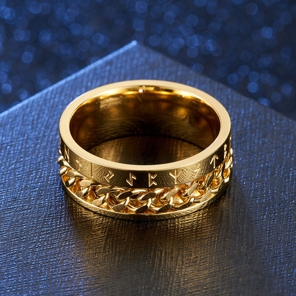 Anel de Corrente Nórdico em Aço Titânio