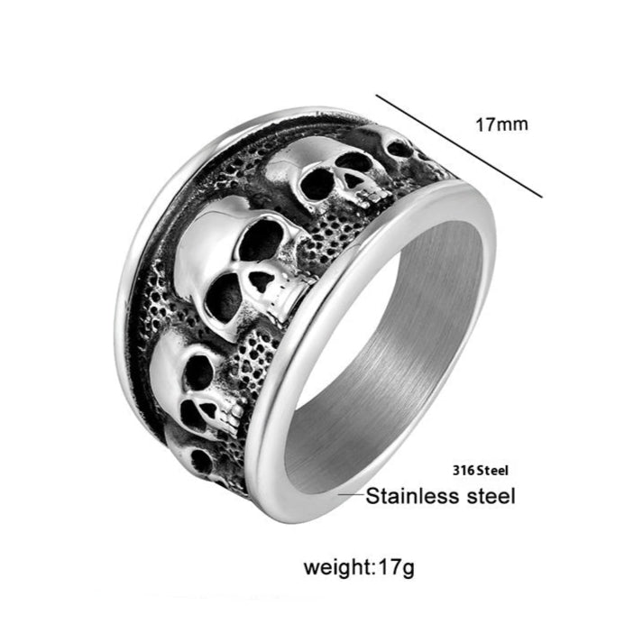 Anel Skull em Aço Inoxidável 316L