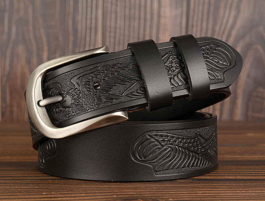 Cinto Esculpido em Pele Genuína para Homem