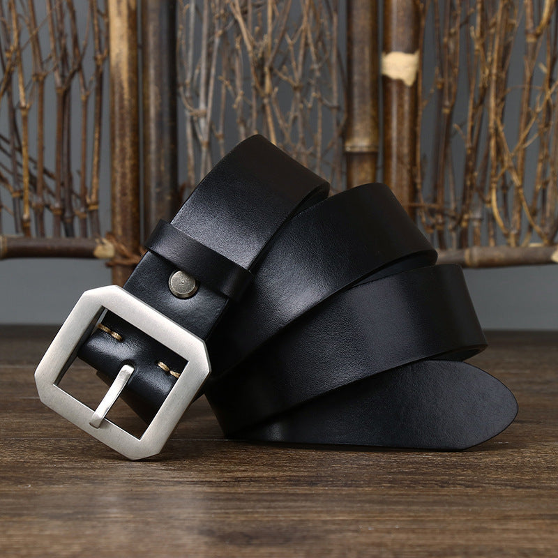 Cinto em Pele Genuína e Aço Inoxidável