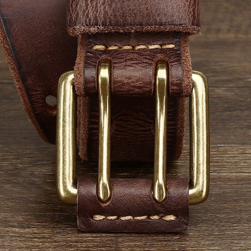 Cinto Retrô em Pele Genuína de Primeira Camada para Homem
