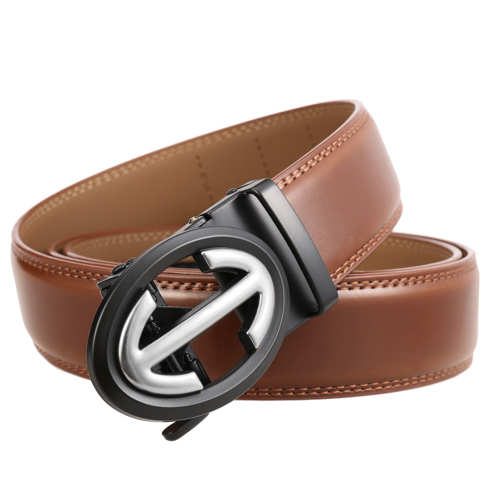 Cinto com Fivela Automática em Pele Genuína para Homem