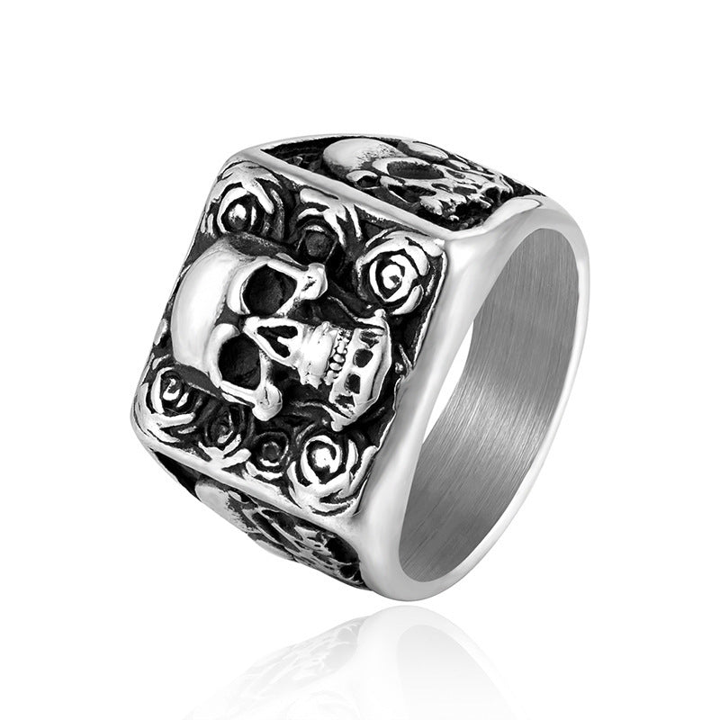 Anel Skull em Aço Inoxidável 316L