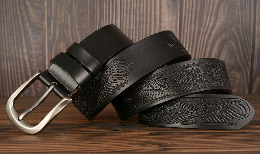 Cinto Esculpido em Pele Genuína para Homem