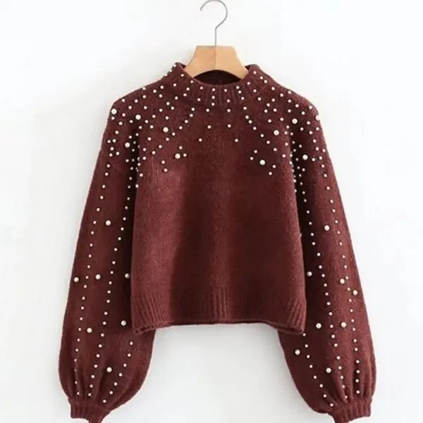 Pearl Decor Knit Sweater