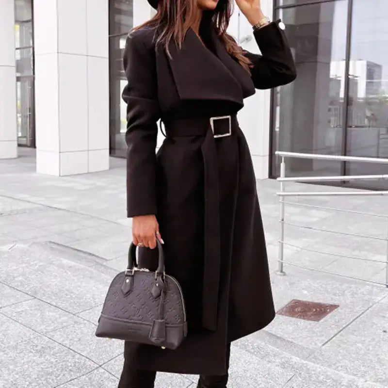 Women’s Belted Long Trench Coat – Elegant Tailored Outerwear