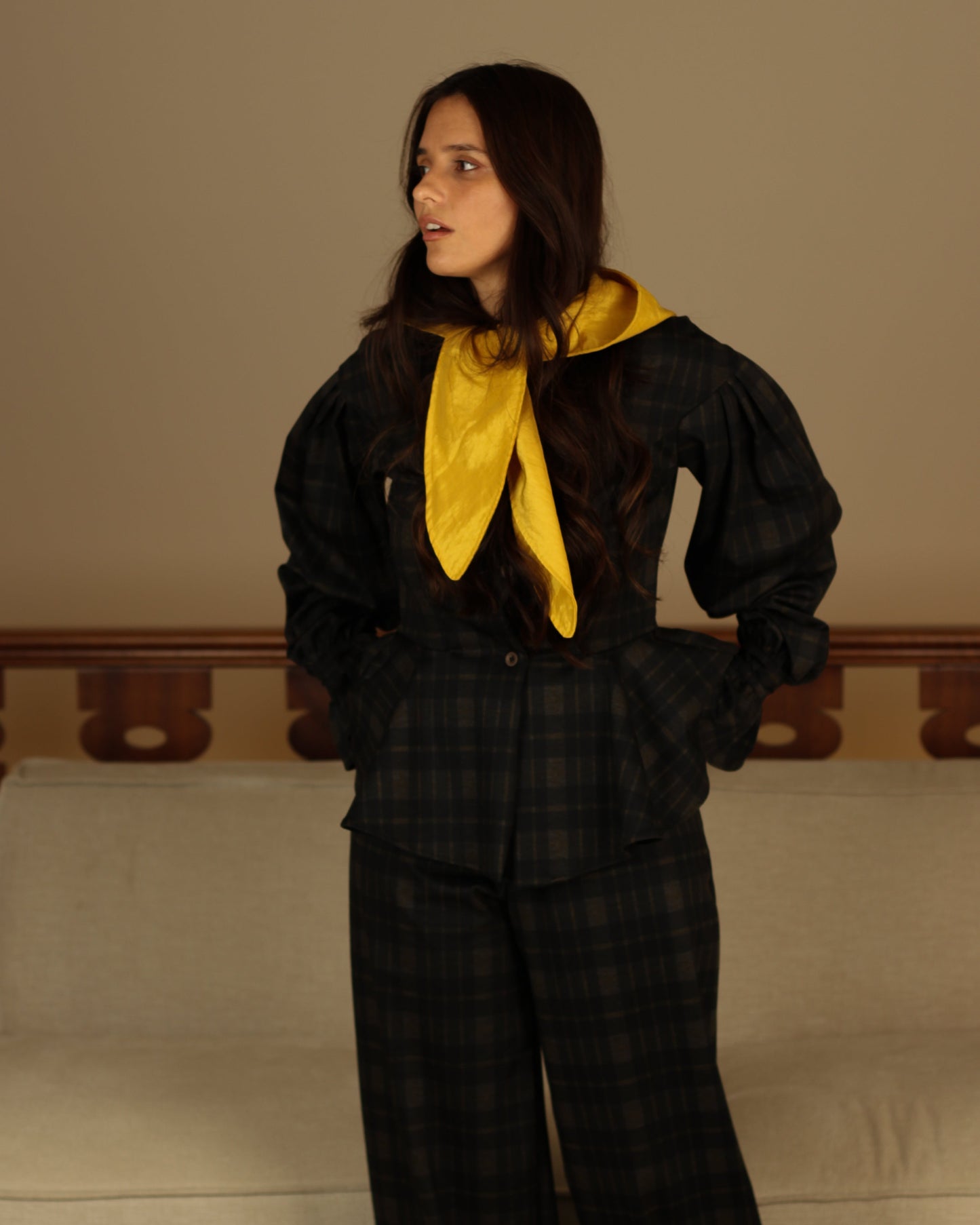 Blusa/Casaco Vichy com capuz | Mel Adulto