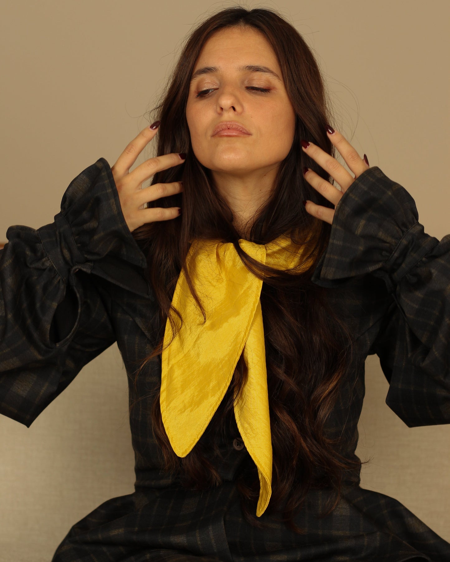 Blusa/Casaco Vichy com capuz | Mel Adulto