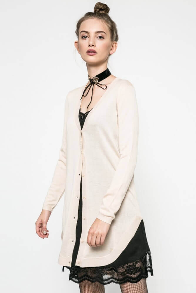 CASACO MALHA C/ VESTIDO RENDA