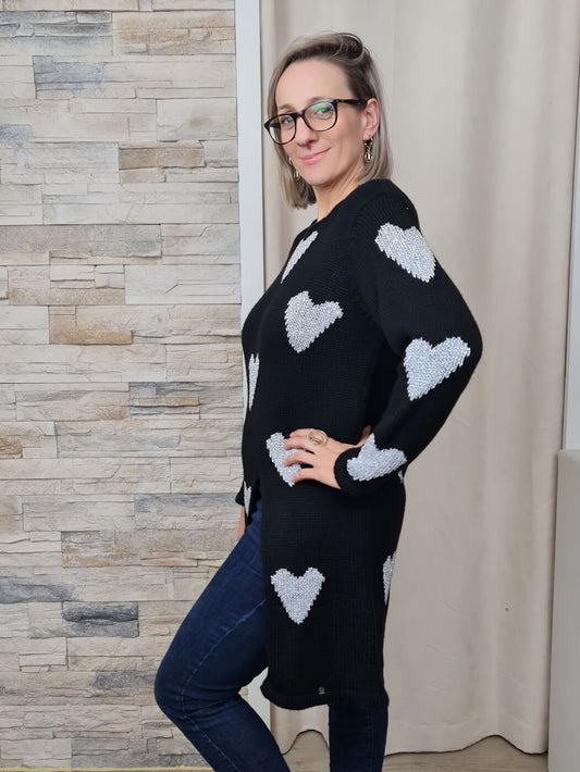 CAMISOLA CORAÇÕES PRETO RUGA