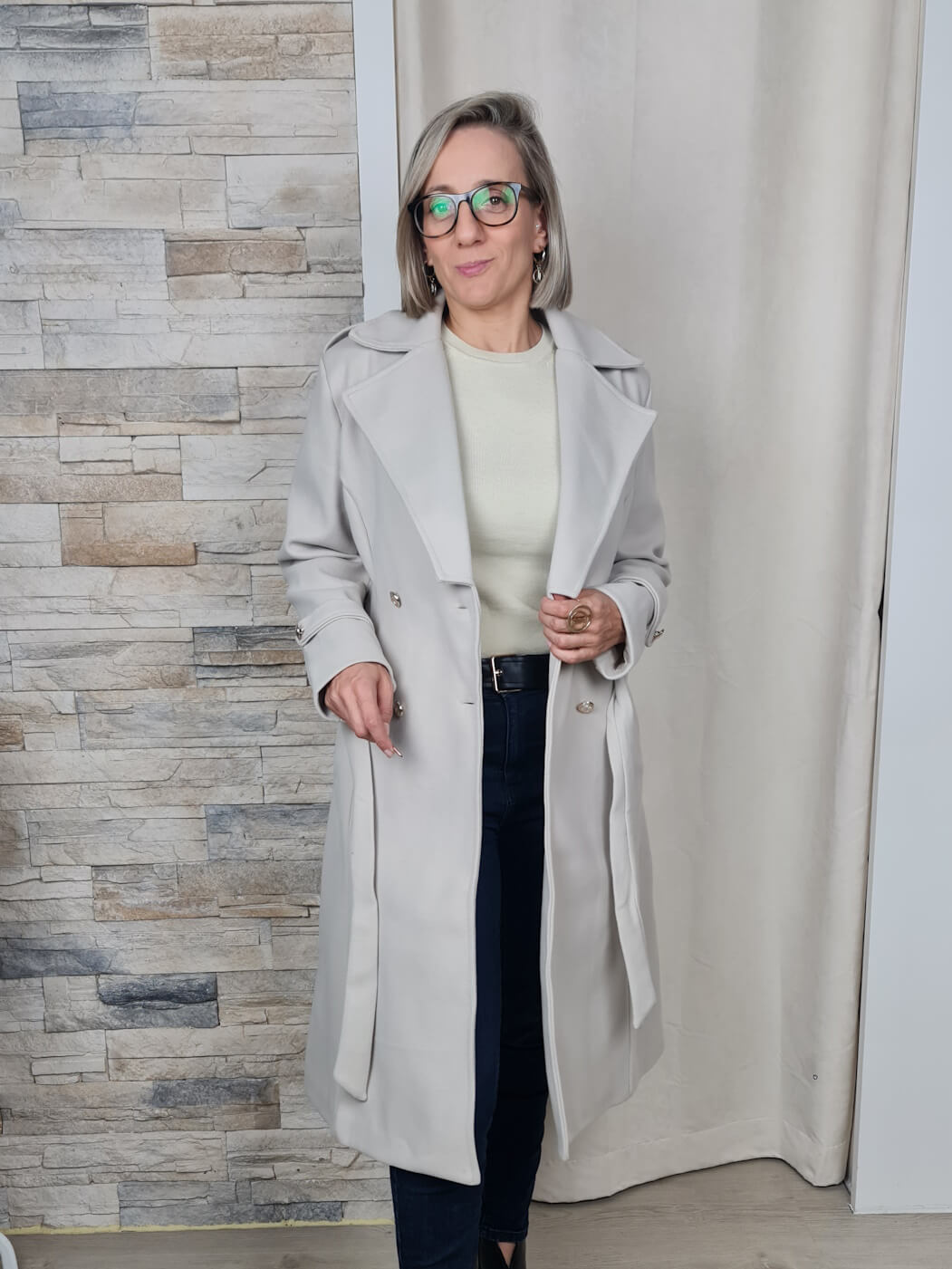 Casaco Comprido com Botões Militar