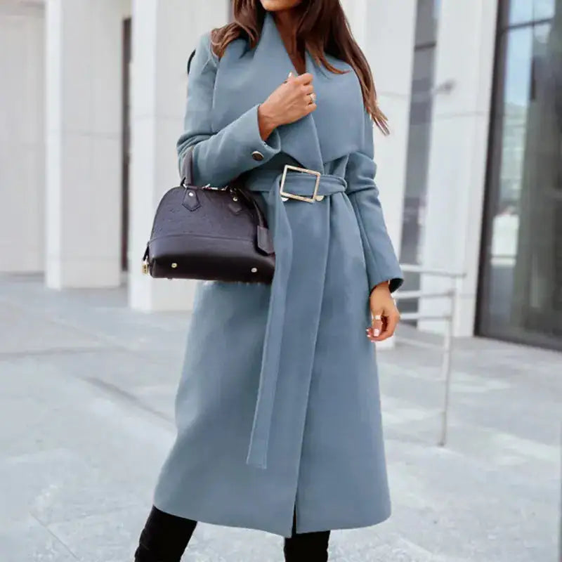 Women’s Belted Long Trench Coat – Elegant Tailored Outerwear