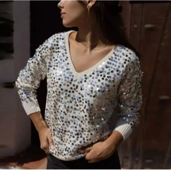 Color Block Sequin Sweater