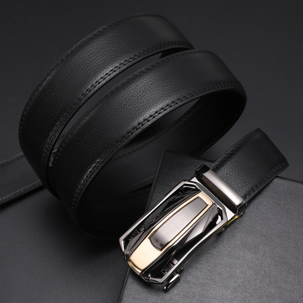 Cinto com Fivela Automática em Pele Genuína para Homem