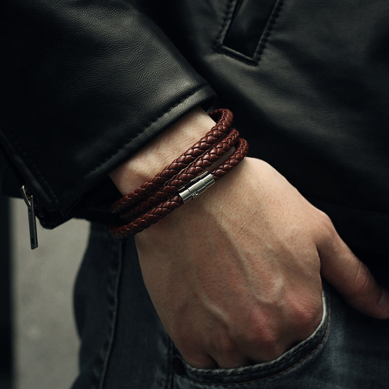 Colar de Couro Trançado