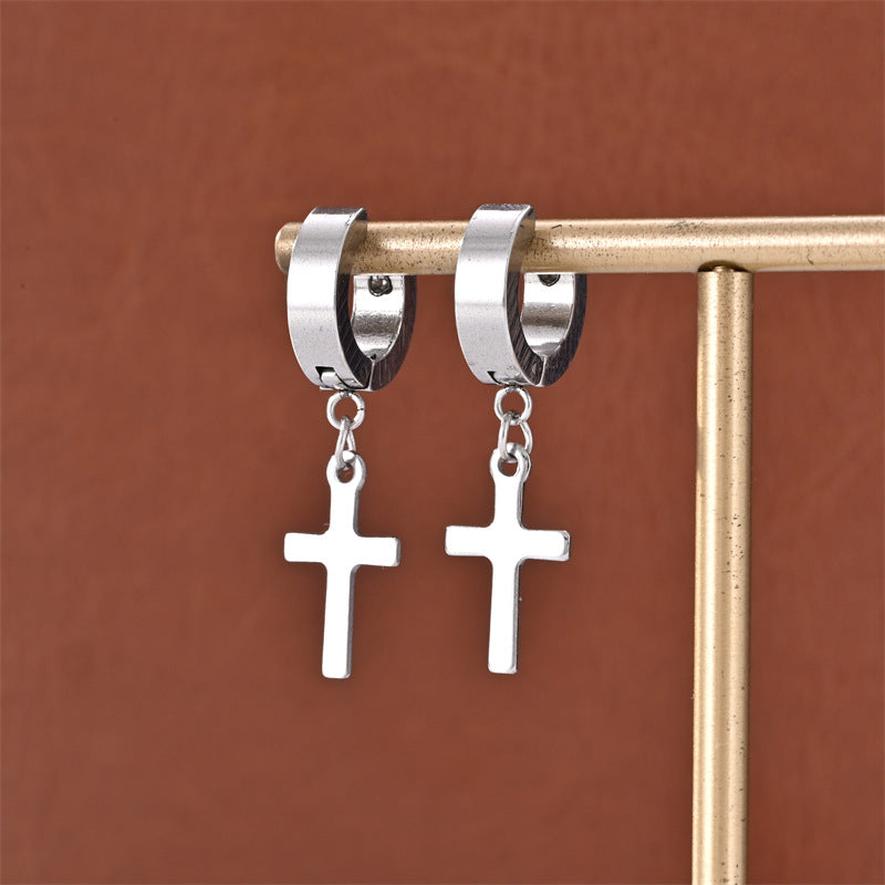 Brincos Cruz em Aço Inoxidável