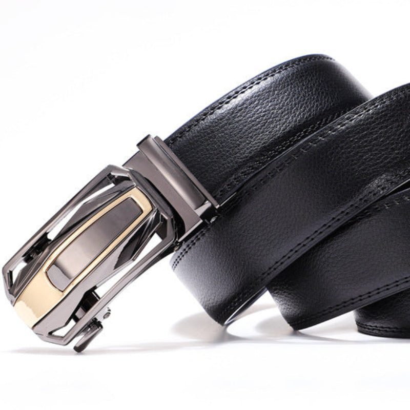 Cinto com Fivela Automática em Pele Genuína para Homem