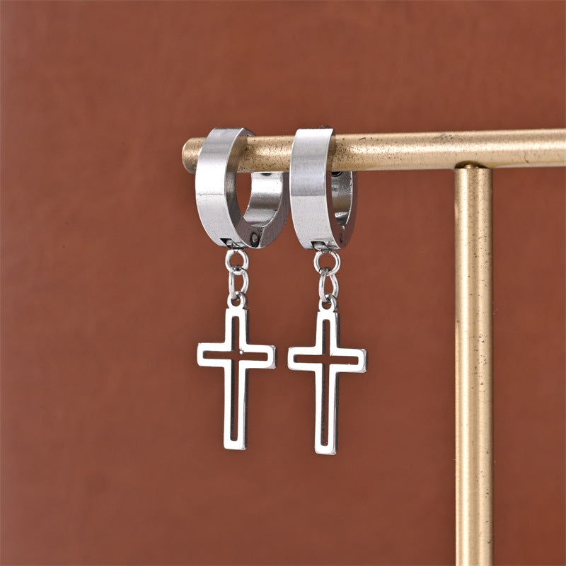 Brincos Cruz em Aço Inoxidável