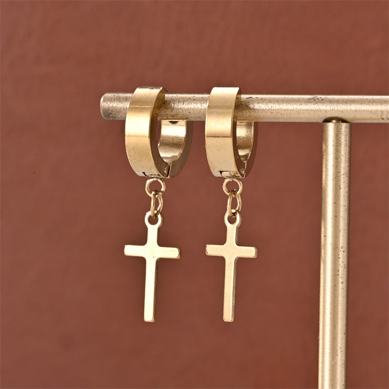 Brincos Cruz em Aço Inoxidável
