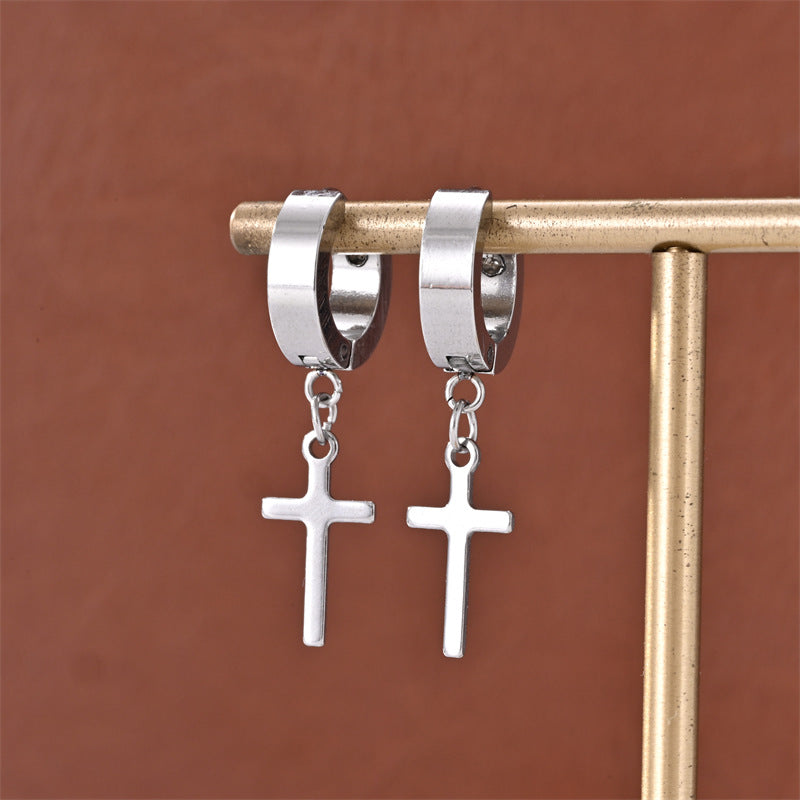 Brincos Cruz em Aço Inoxidável