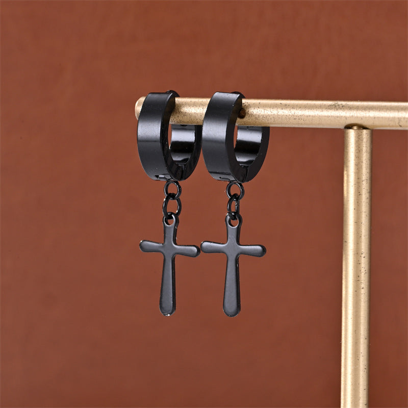 Brincos Cruz em Aço Inoxidável