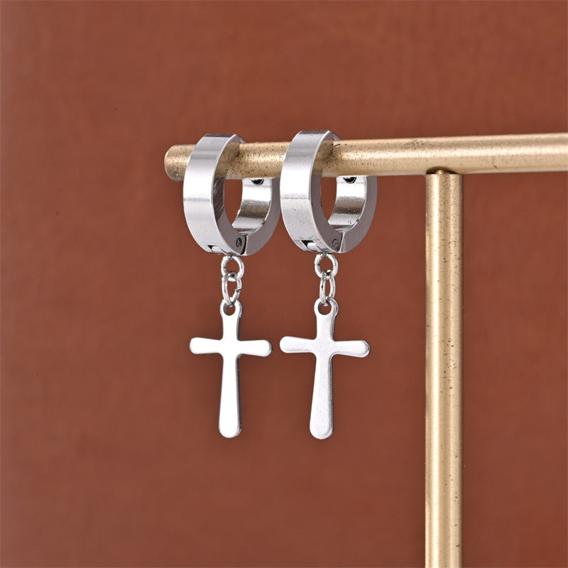 Brincos Cruz em Aço Inoxidável
