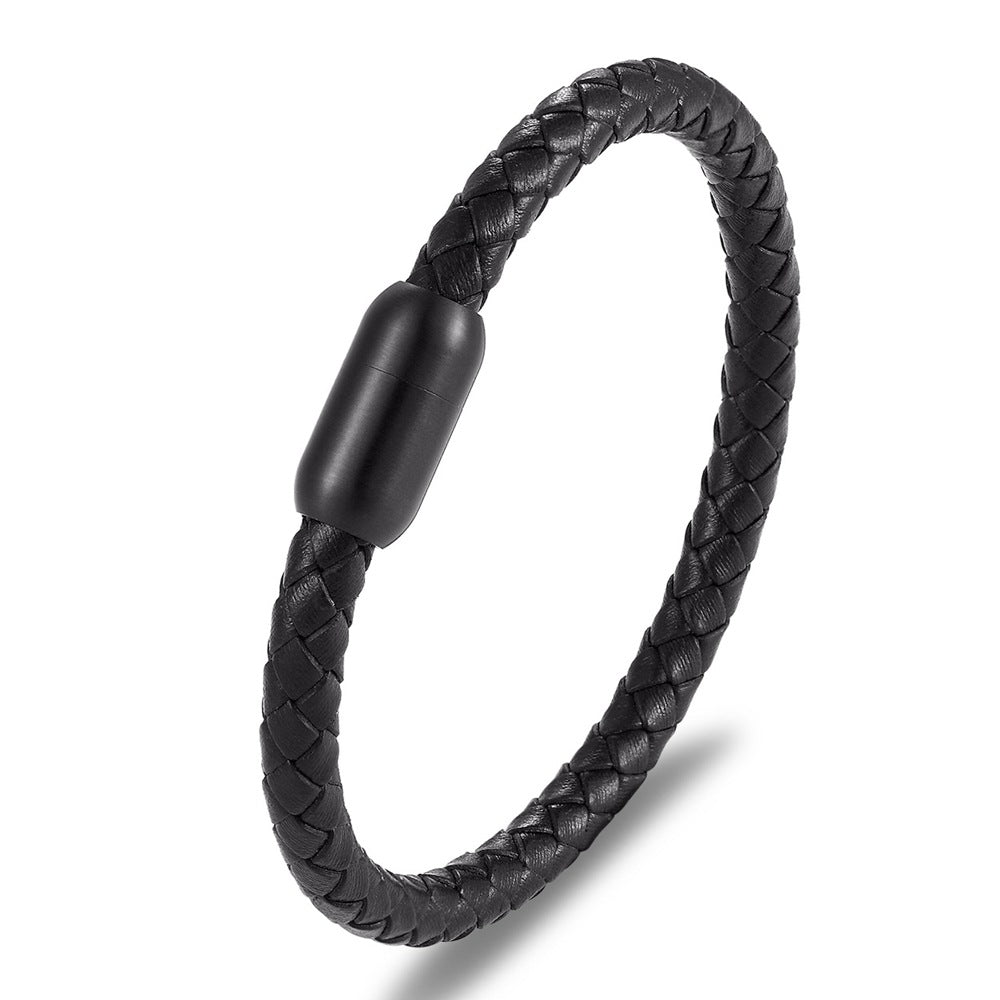 Pulseira de Couro Entrançado