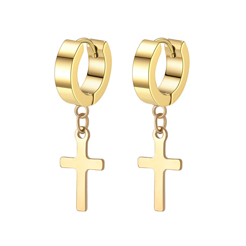 Brincos Cruz em Aço Inoxidável