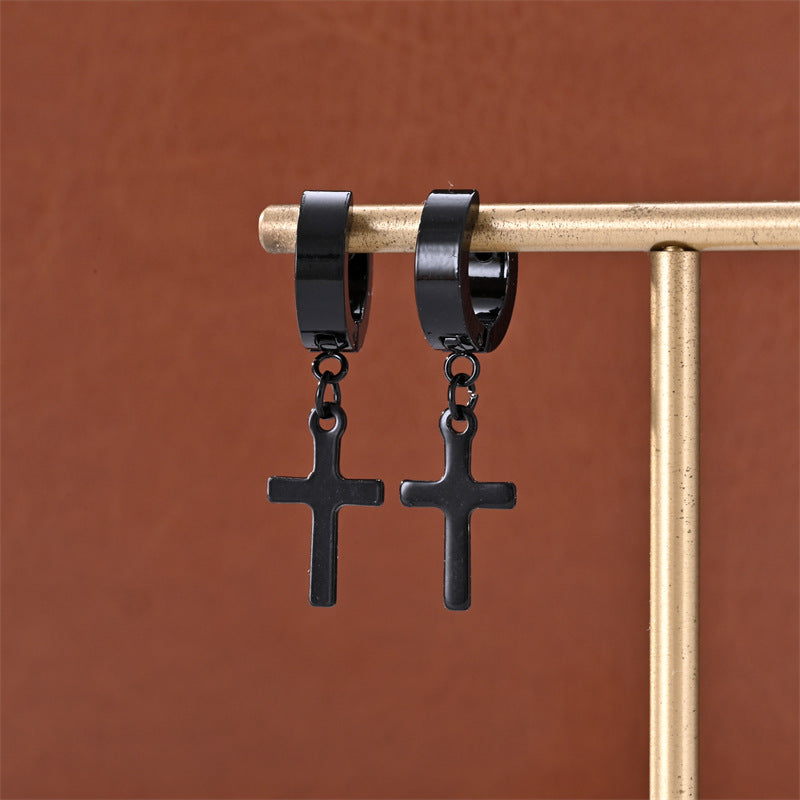 Brincos Cruz em Aço Inoxidável