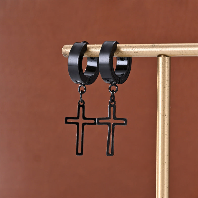 Brincos Cruz em Aço Inoxidável