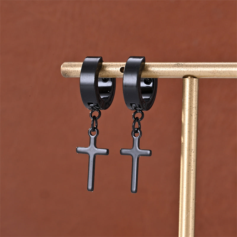 Brincos Cruz em Aço Inoxidável